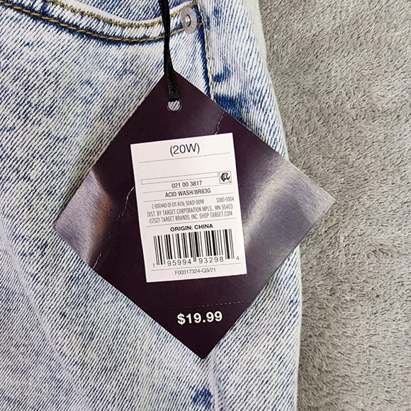 Womens Ava & Viv Blue Denim Shorts Cut Off Acid Wash Mid Rise Plus Size 20W - Picture 2 of 9